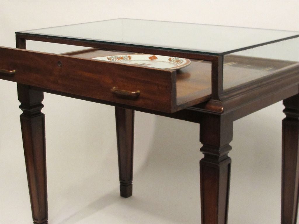 Glass Mahogany Table Display Case