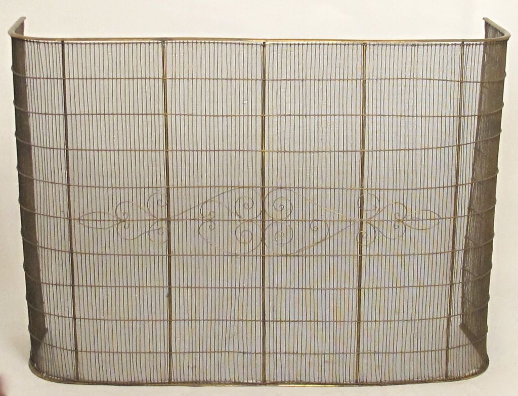 Unusually Large Brass and Steel Fire Screen