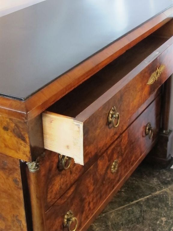 Bronze Italian Empire Style Walnut Chest of Drawers, 19th Century, One of a Pair For Sale