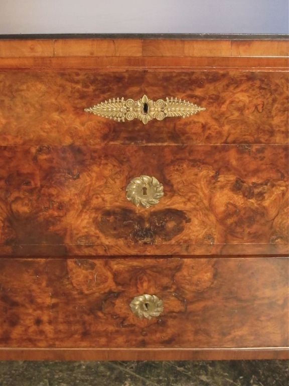 Italian Empire Style Walnut Chest of Drawers, 19th Century, One of a Pair For Sale 1