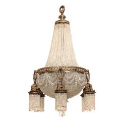 Large French Style Bronze and Crystal Chandelier