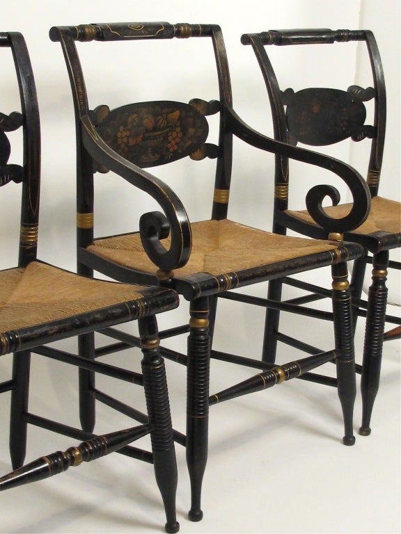 Set of Six 19thC American Hitchcock Dining Chairs 3