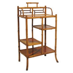 Antique English Bamboo Etagere Bookshelf