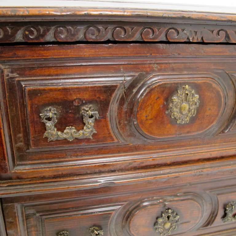 Baroque Italian Walnut Three-Drawer Chest For Sale