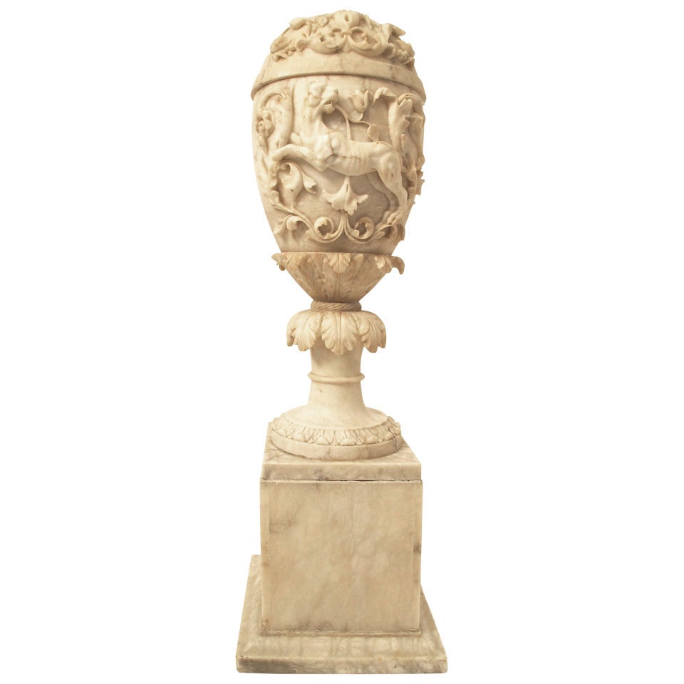 Large 19th Century Italian Alabaster Urn