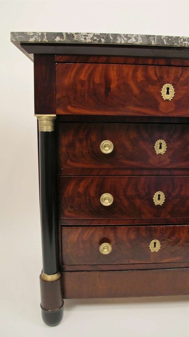 Polished 19th Century French Empire Chest of Drawers