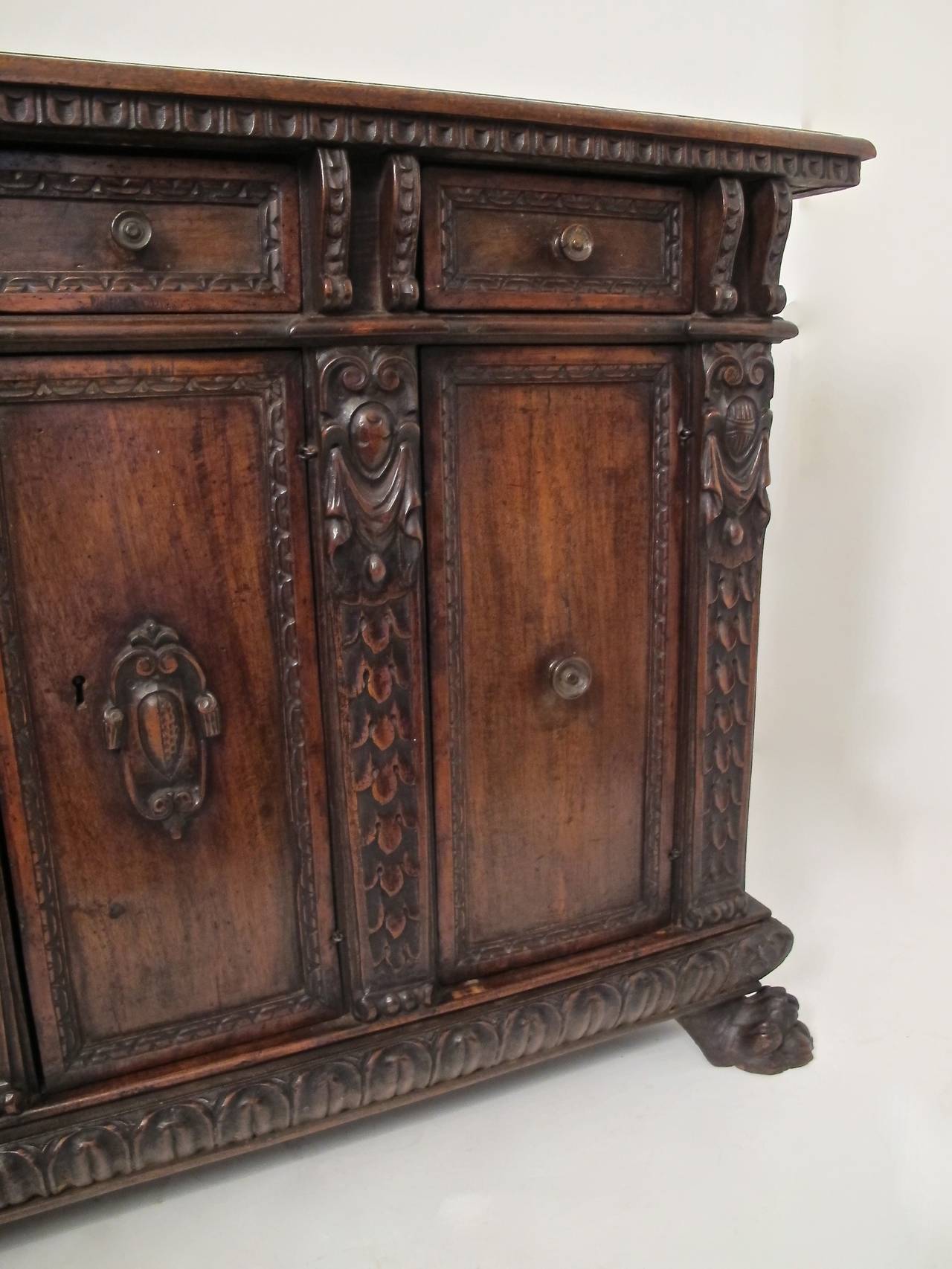 Carved 17th Century Italian Buffet or Credenza