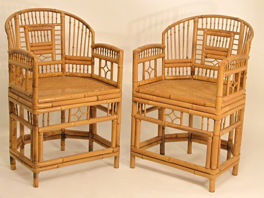 A pair of 18th century style horseshoe back bamboo chairs. Very nice quality, possibly made for McGuire.