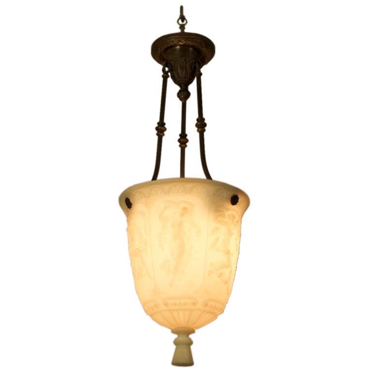 Neoclassical Beaux Arts Glass Pendant Light Fixture at 1stdibs