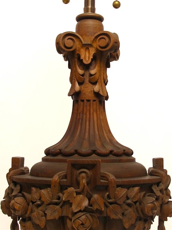 wood carved lamp