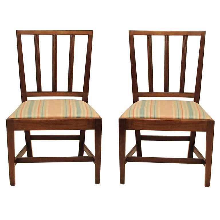 English Georgian Mahogany Dining Chairs, Set of Eight