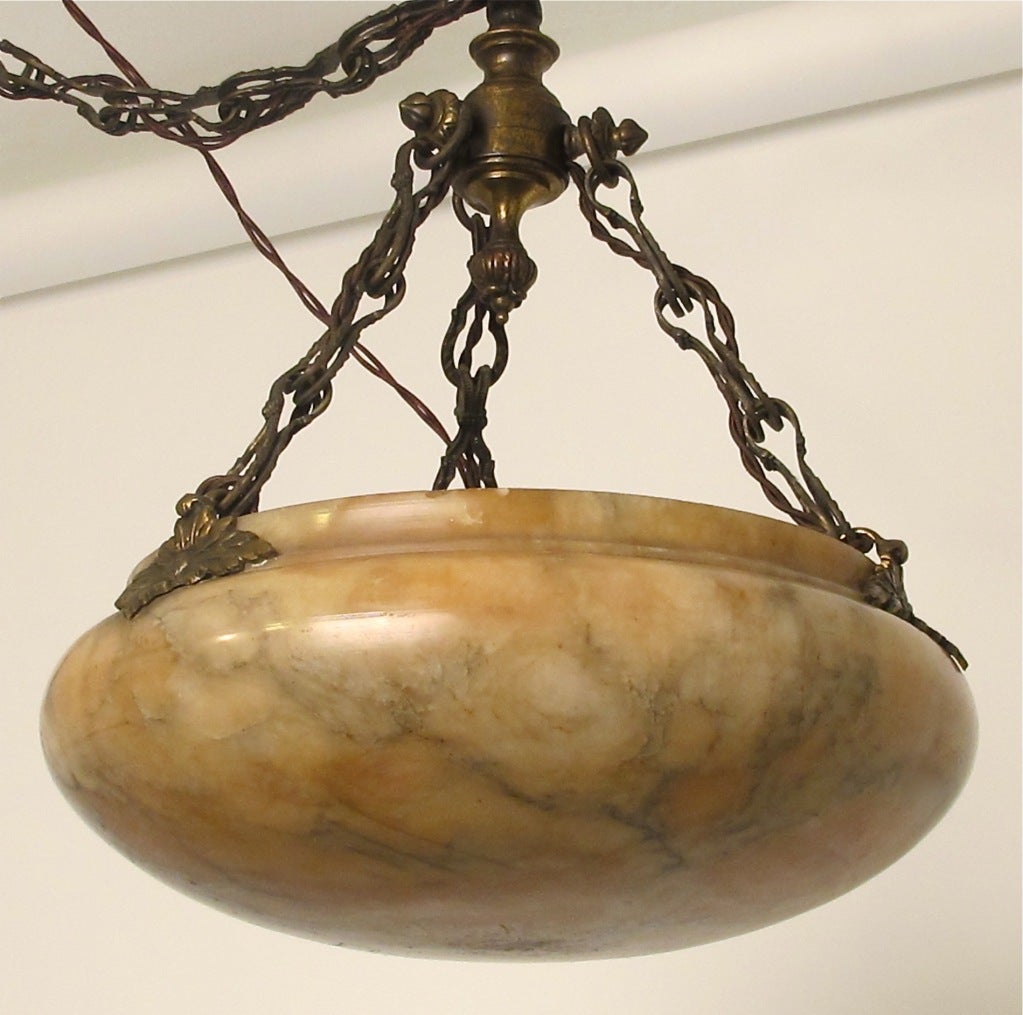 20th Century Amber Alabaster Light Fixture For Sale