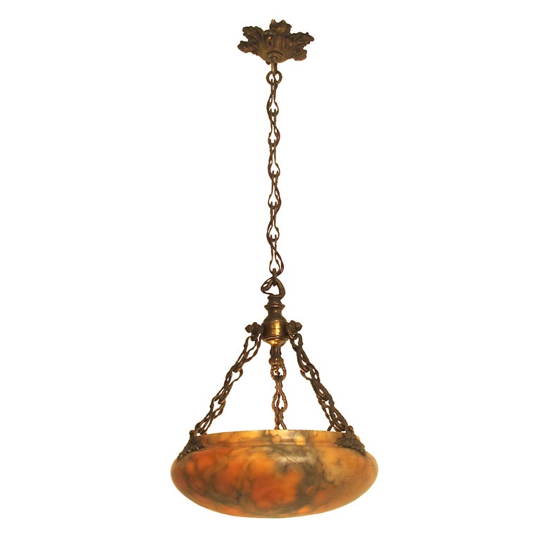 Lampe à suspension albâtre ambré