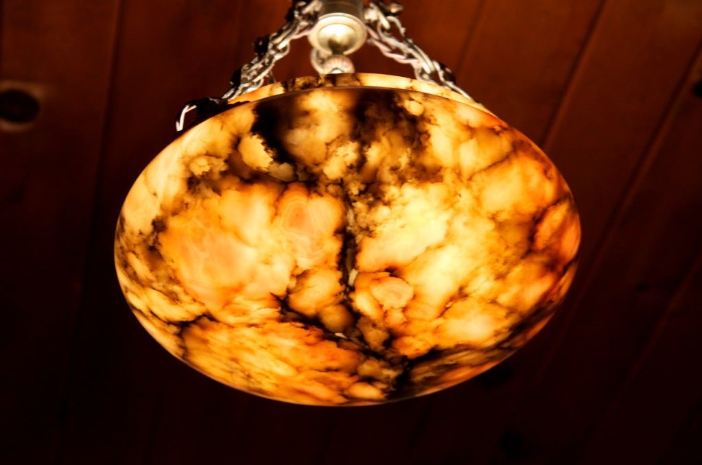 Albâtre Lampe à suspension albâtre ambré en vente