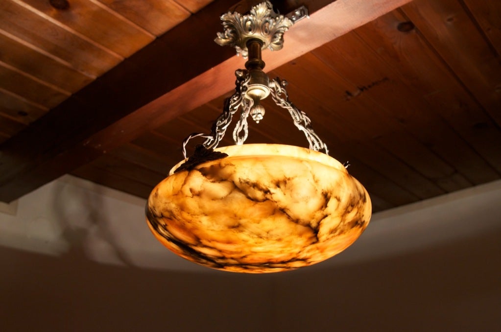 Amber Alabaster Light Fixture For Sale 3