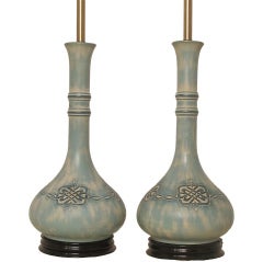Pair of Large Hollywood Regency Style Ceramic Lamps