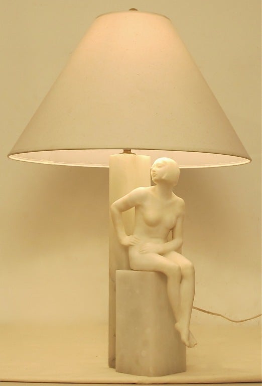 French Art Deco Alabaster Lamp