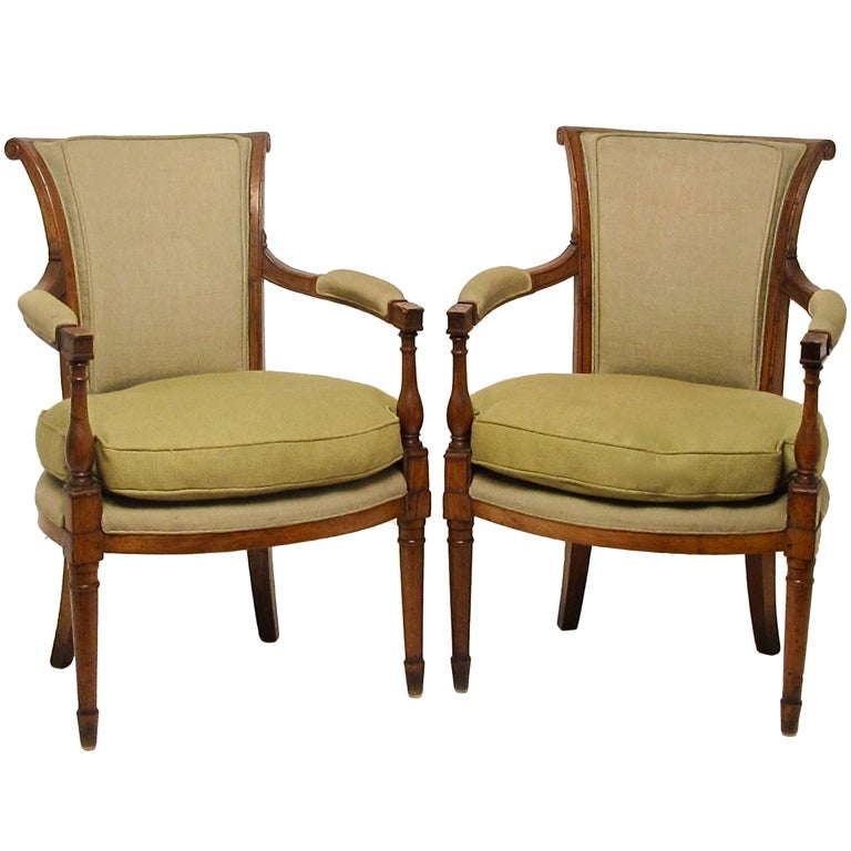 Pair of French Neoclassical Armchairs For Sale