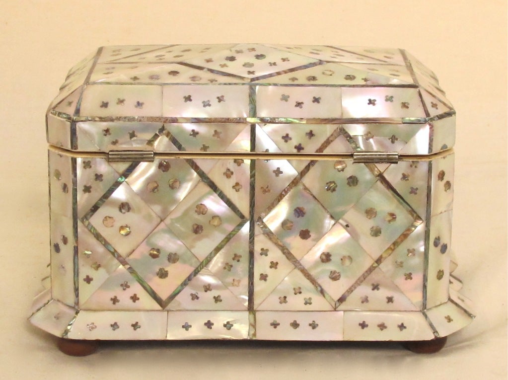 19th Century 19thC English Mother of Pearl and Abalone Tea Caddy