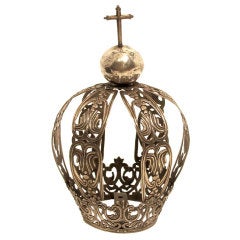 Large 19thC Spanish Colonial Silver Santos Crown