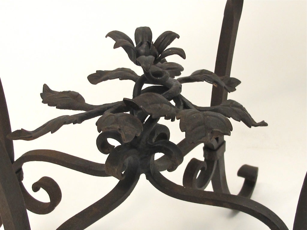 European Wrought Iron and Marble Table/Plant Stand