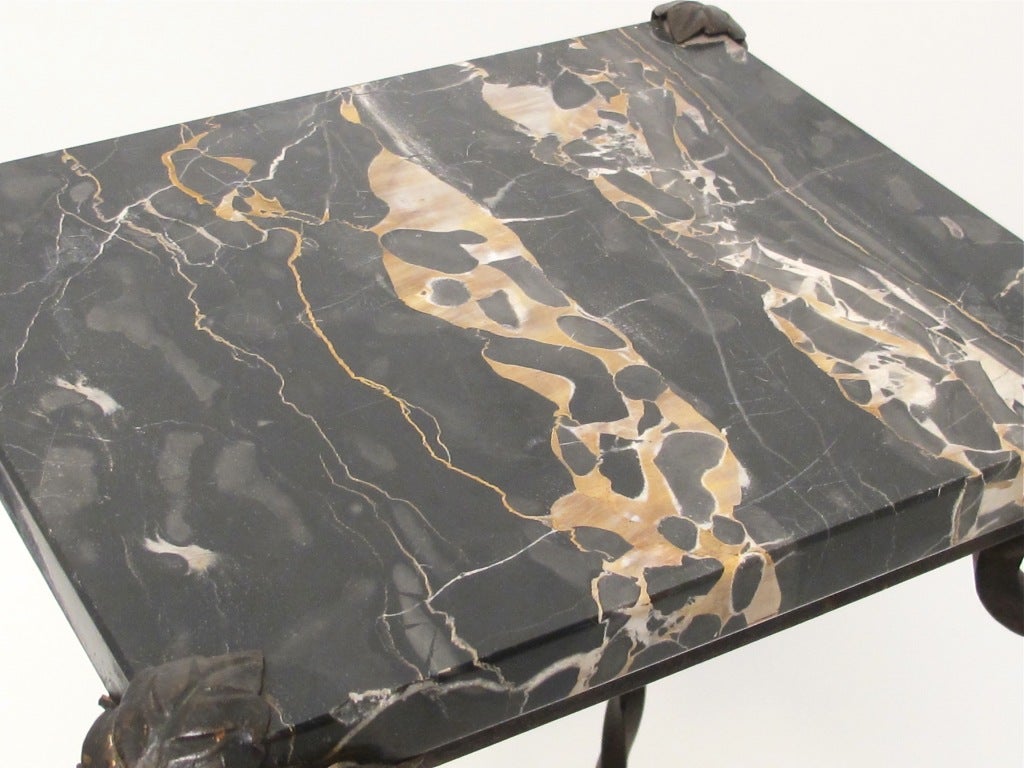 20th Century Wrought Iron and Marble Table/Plant Stand