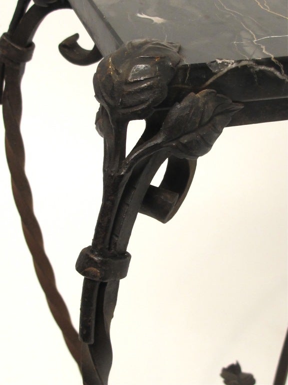 Wrought Iron and Marble Table/Plant Stand 1