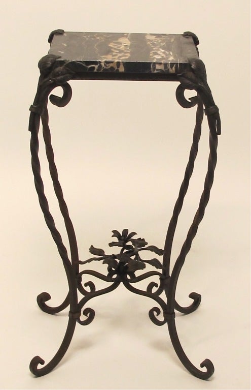Wrought Iron and Marble Table/Plant Stand 2