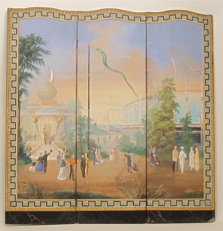 Extremely Charming Hand Painted French Folding Screen