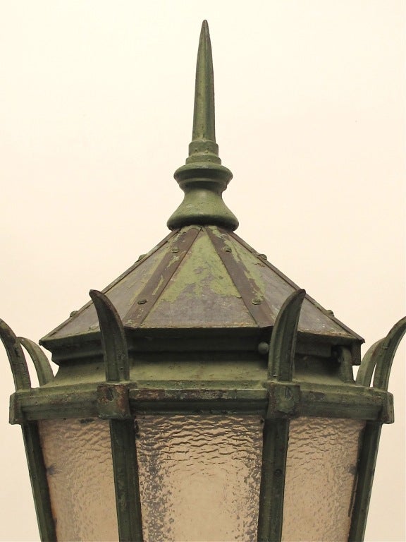 Large Antique American Cast Iron Street Light Fixture Lantern, at
