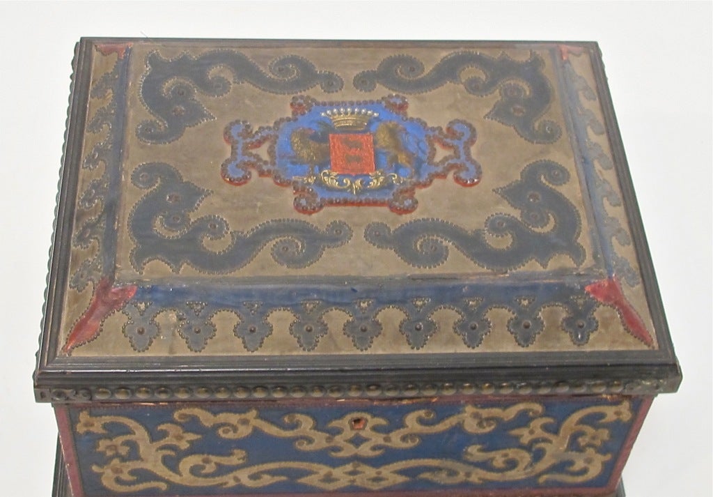 Hand-Painted 19th Century European Document Keepsake Box