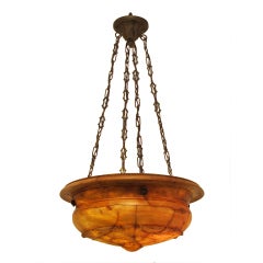 Carved Alabaster Light Fixture Chandelier