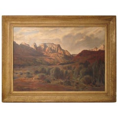 Vintage Large Painting of Zion Park by California artist Paul Lauritz