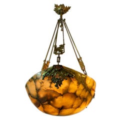 Large Alabaster Light Fixture with Bronze Hardware 10