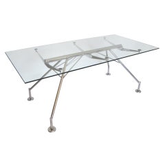 Vintage "Nomos" Style Chrome and Glass Desk after Norman Foster