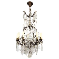 French Bronze and Crystal Chandelier