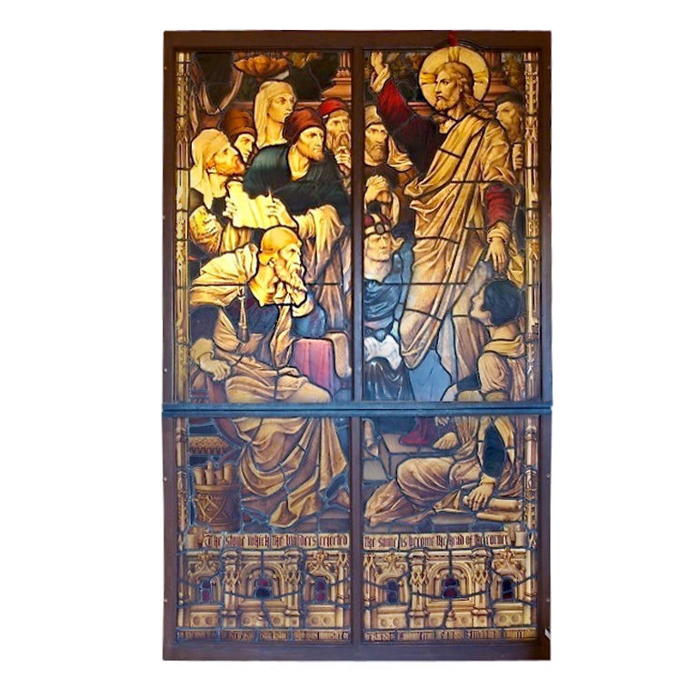 19th Century Pre-Raphaelite Religious Stain Glass Window