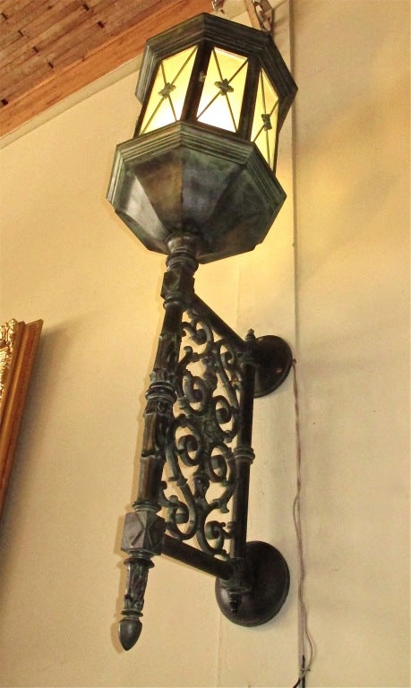 Pair of Large Baroque Style Cast Iron Lanterns, American, Early 20th Century In Good Condition In San Francisco, CA