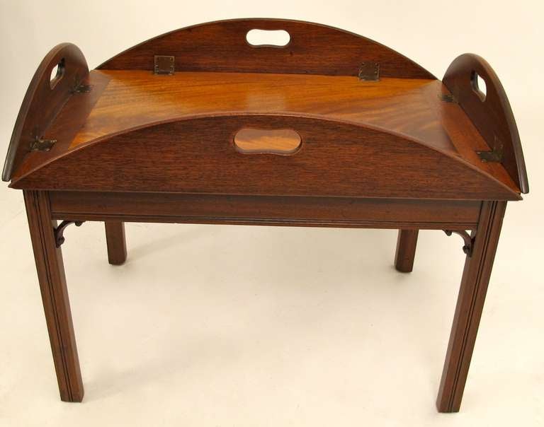 British English Mahogany Butlers Tray on Stand 