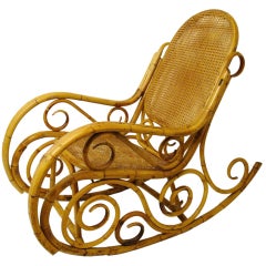 Antique Exceptional Bent Rattan Rocking Chair