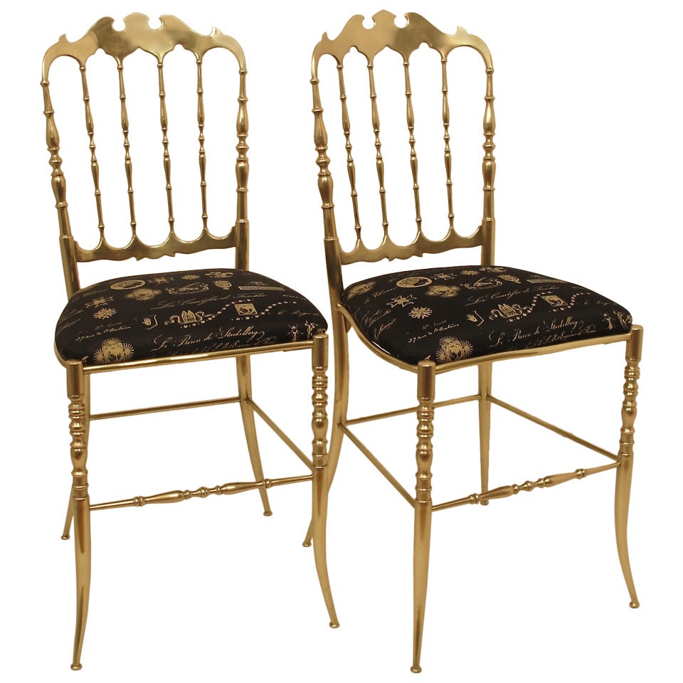 Pair Italian Brass Chiavari Chairs