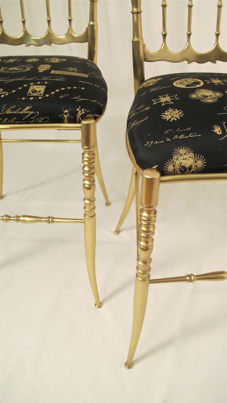 Pair Italian Brass Chiavari Chairs In Good Condition In San Francisco, CA