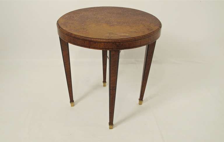 Burled walnut side table with inset marble top.