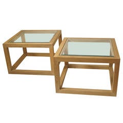 Pair of Bleached Oak End or Side Tables