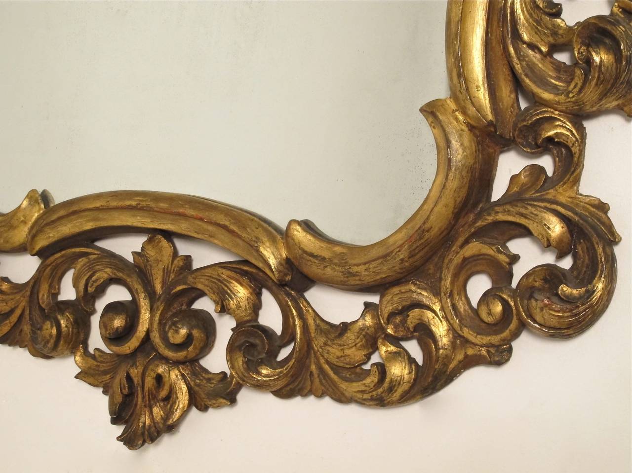 Carved Italian Rococo Style Giltwood Mirror