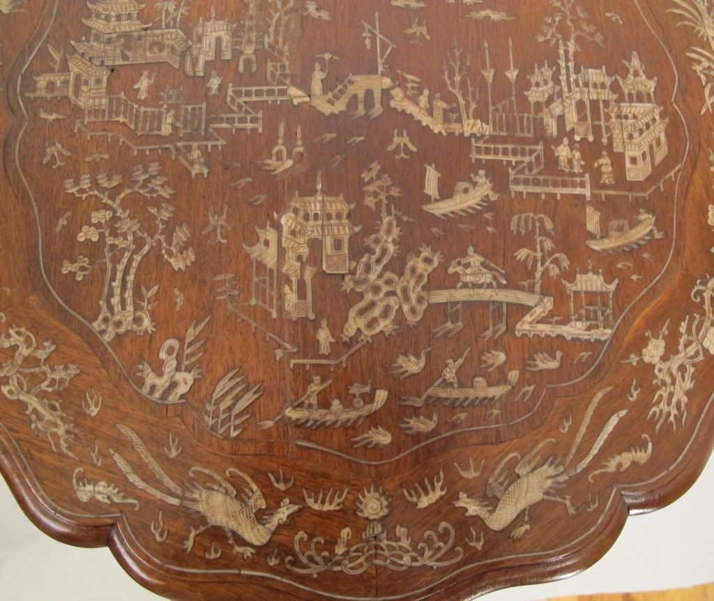 19thC Chinese Export Inlaid Table 1