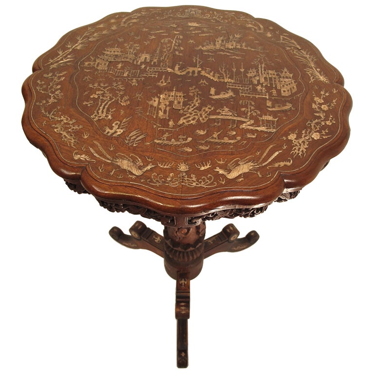 19thC Chinese Export Inlaid Table