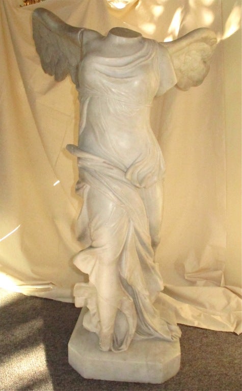 Large Italian Marble Winged Victory Statue In Good Condition In San Francisco, CA