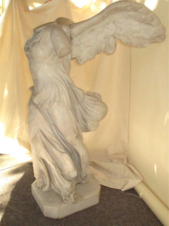 19th Century Large Italian Marble Winged Victory Statue