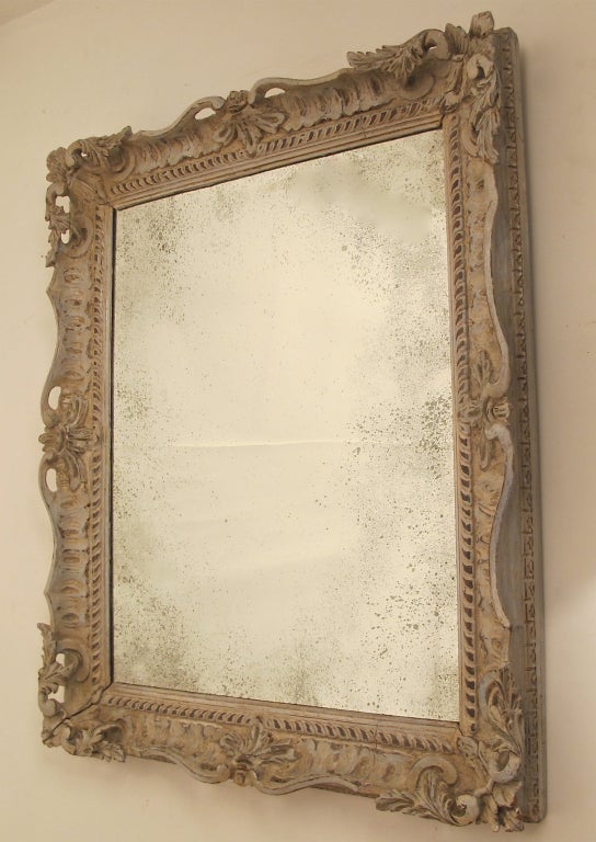 Carved 19th Century French Louis XVI Style Mirror